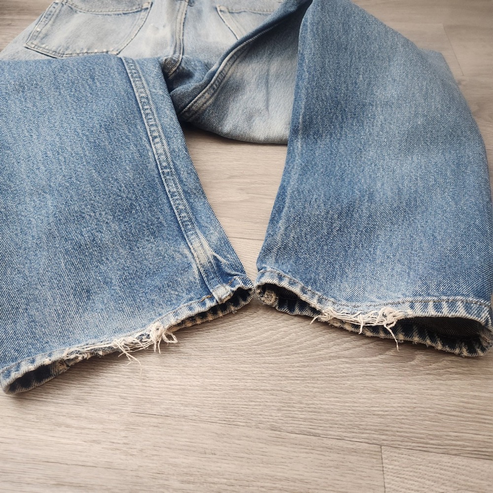 Vintage LL Bean Light Wash Natural Fit Jeans 33x34 Distressed Denim Straight Leg - Picture 10 of 16